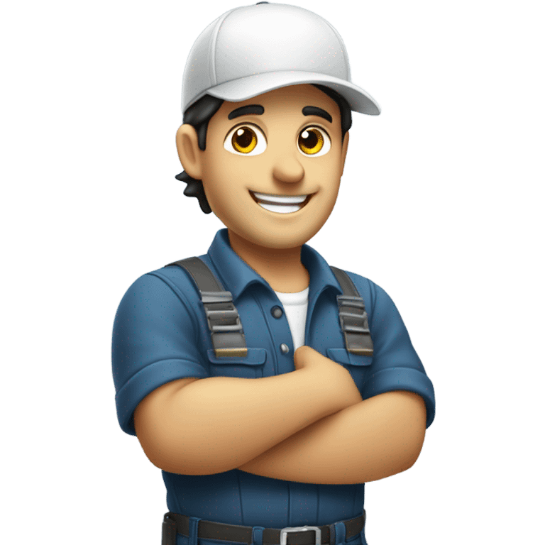 dark hair, smiling, hvac technician with hat on giving a thumbs up emoji