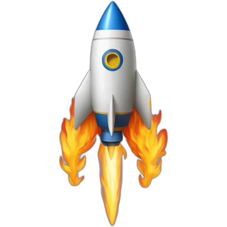 rocket with flame shaped as Ukrainian trident emoji