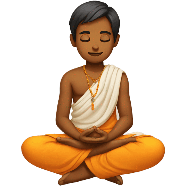 hindu boy meditating with saffron clothes emoji