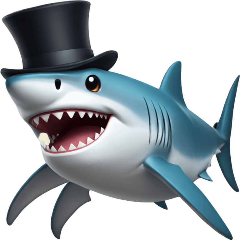 Shark with a top hat emoji