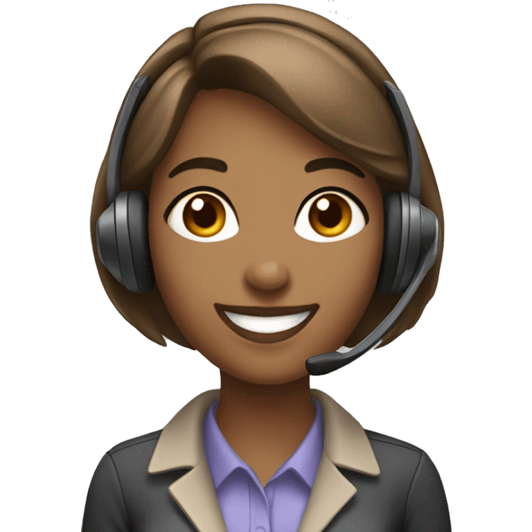 lightly brown call center girl smiling and wearing a headset emoji