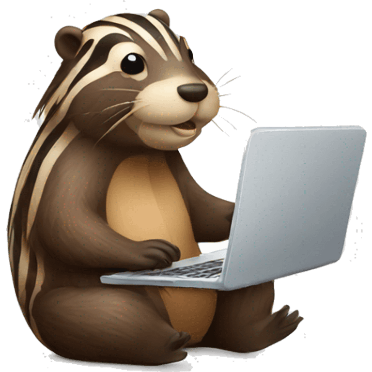 beaver as zebra with laptop emoji