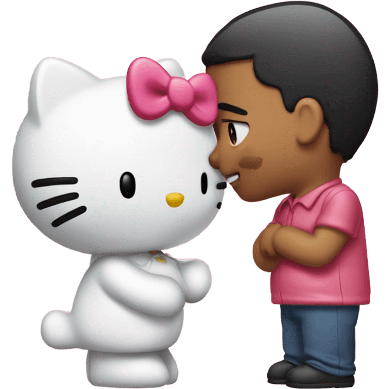 Hello kitty dándole un beso a mateo (su novio) emoji