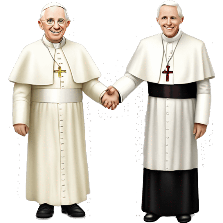 Pope John Paul holding hands with pope Benedict  emoji