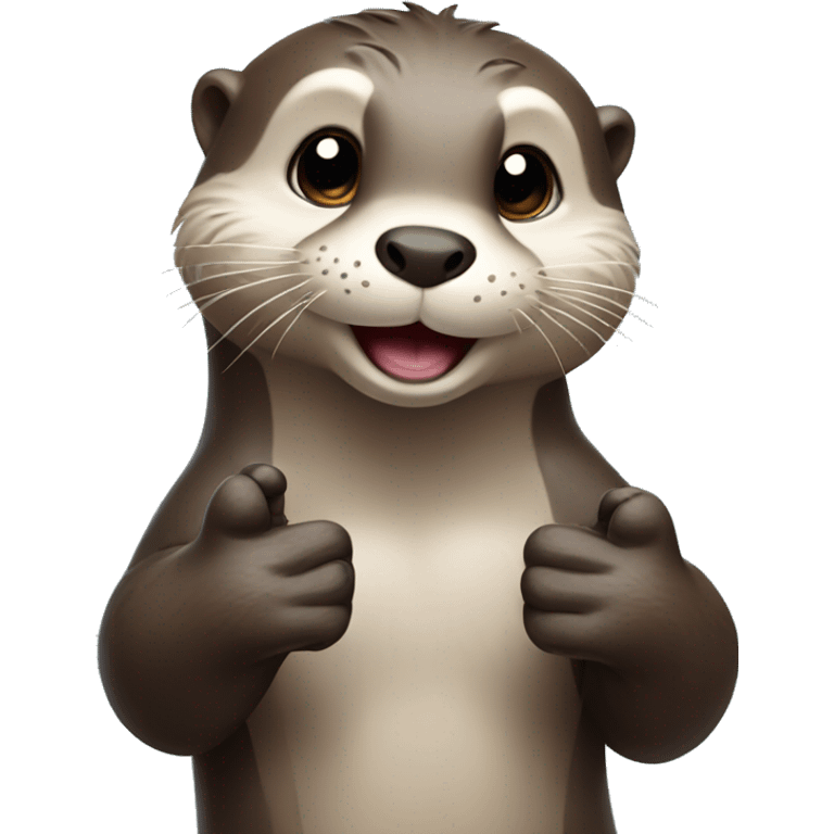  Cute otter holding two fingers up emoji