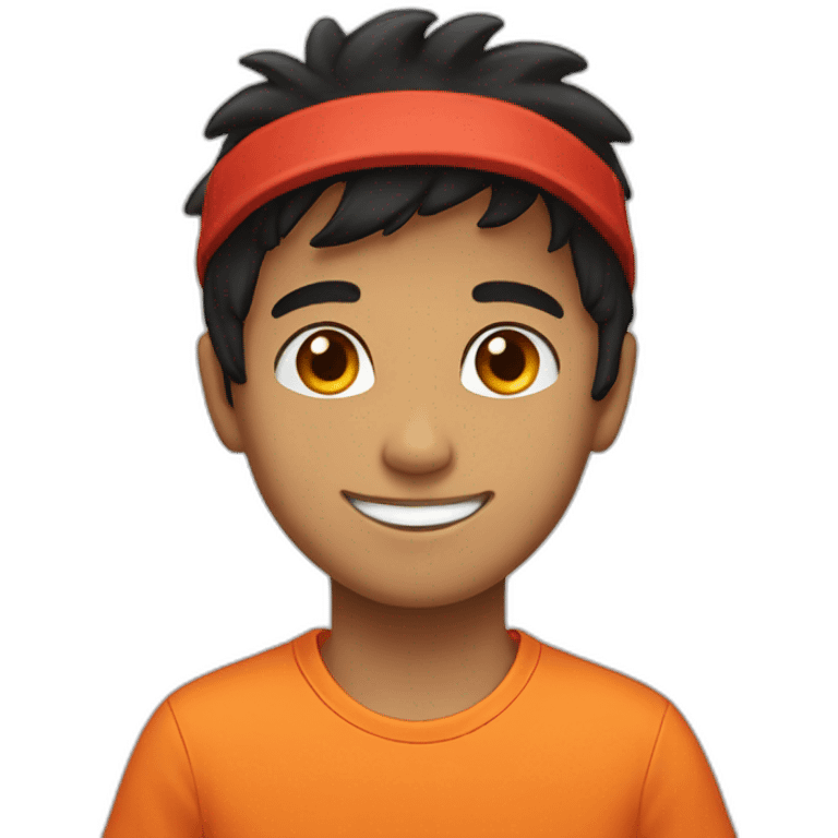 boy-smile-cute-black hair-red hat-orange shirt emoji