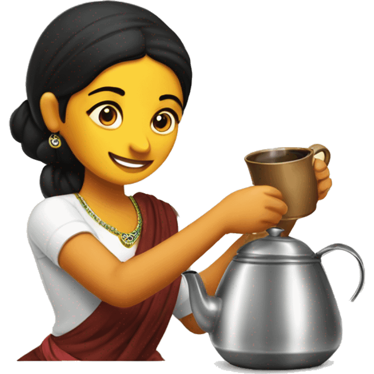 Chaiwala wome making tea in kerala tea shop emoji