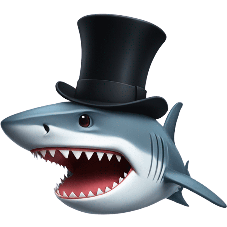 Shark with a top hat emoji