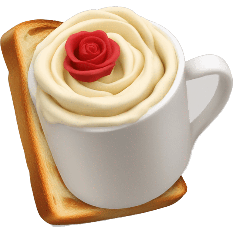 rose shape whiped crema with toast emoji