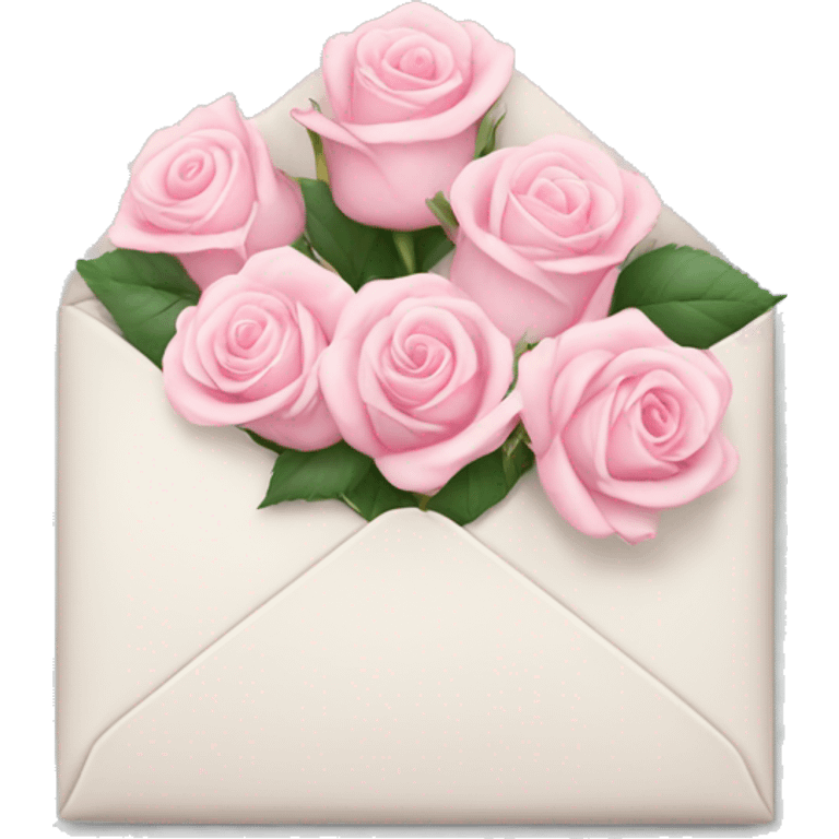 White envelope with light pink roses emoji