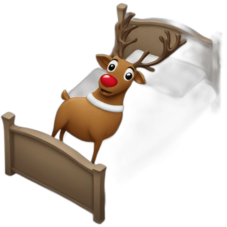 Santa reindeer under the bed  emoji