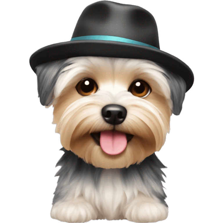 Morkie with a hat emoji