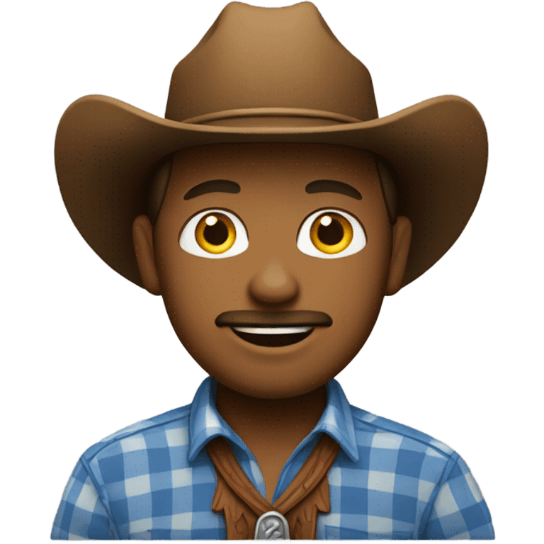 A cowboy wearing a blue plaid shirt emoji