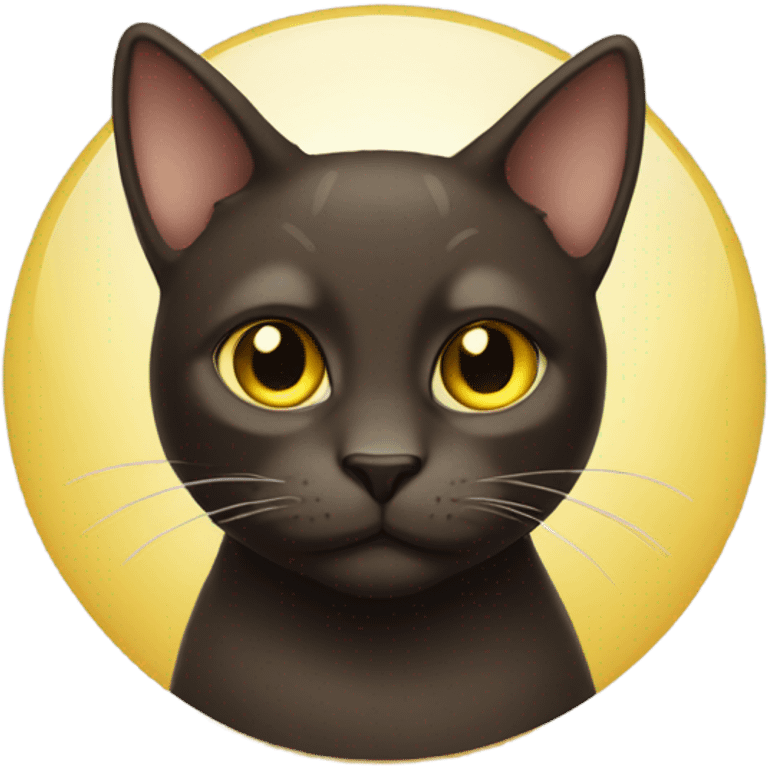 Dark brown cat with yellow eyes and big ears  emoji