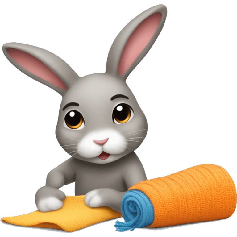 rabbit tidying a sock emoji