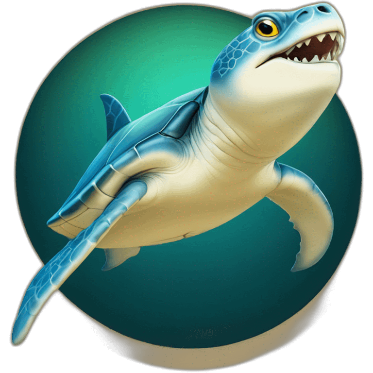 une tortue sur un requin emoji