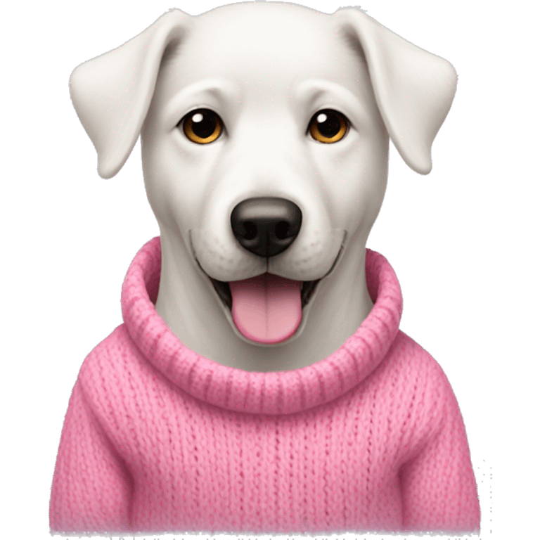 White dog with pink sweater emoji