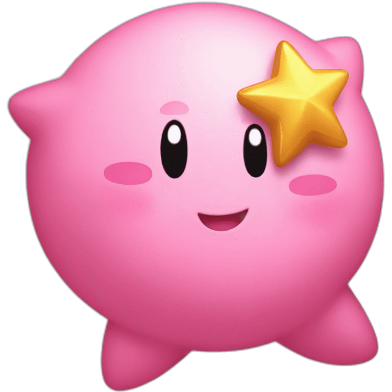 clean cute happy Kirby with a golden star emoji