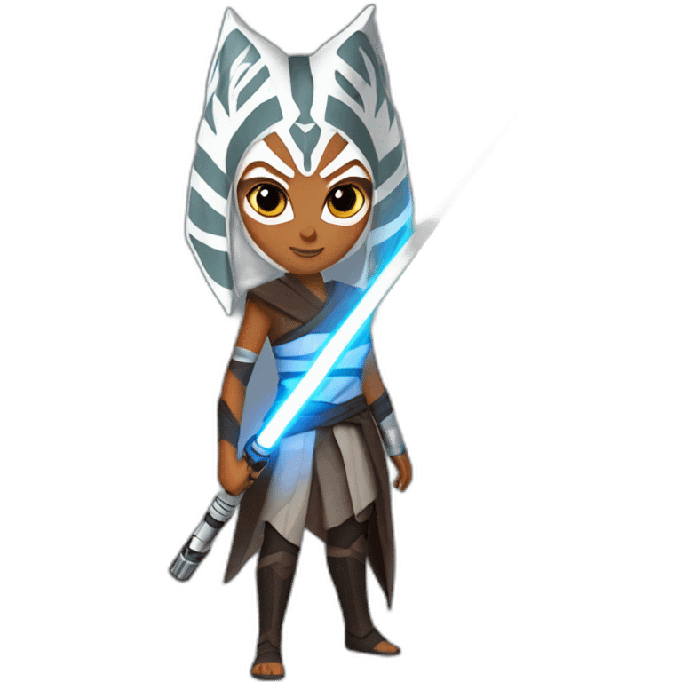 Ahsoka with lightsaber emoji