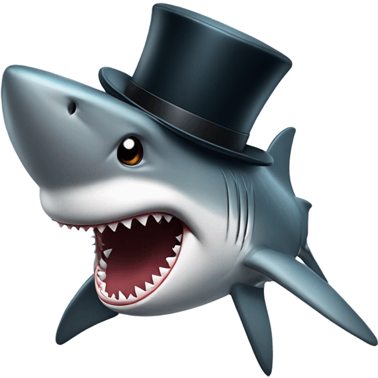 Shark with a top hat emoji