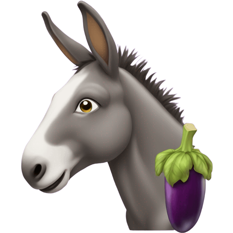 Donkey eating eggplant emoji