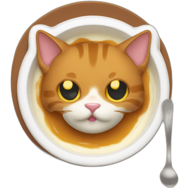 Cat eating pudding emoji