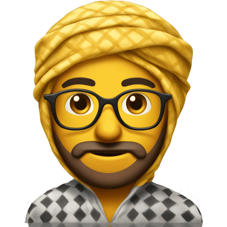 Yellow arab emoji wearing a keffiyeh  emoji