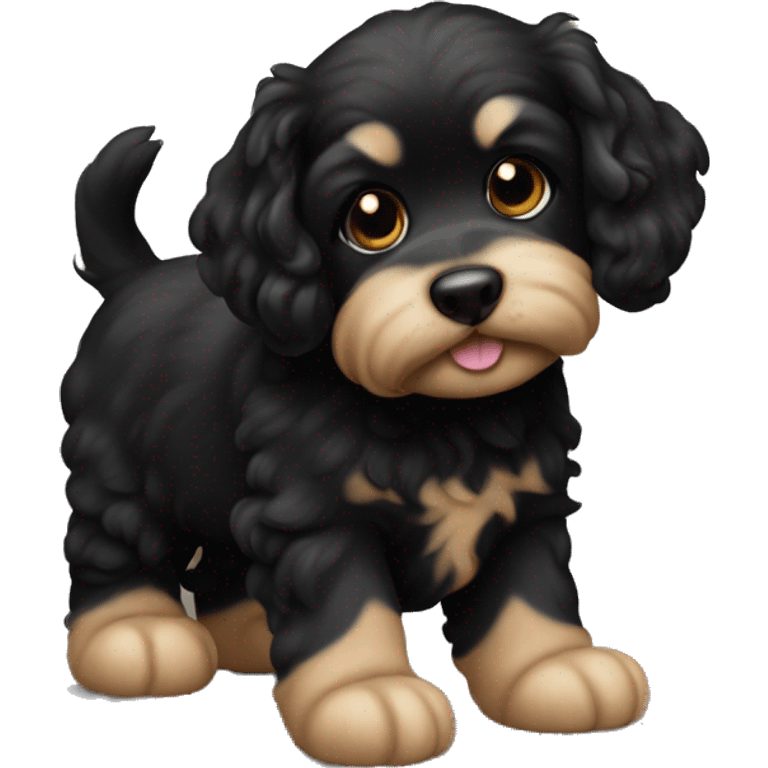 Full Black Havaneser dog puppy  emoji