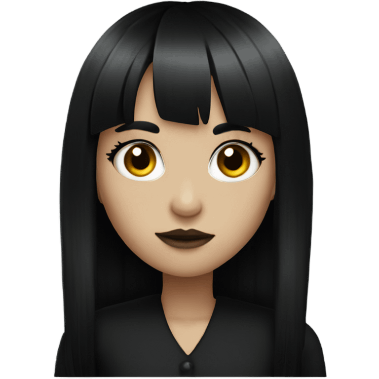 Play Goth girl with long black hair and bangs emoji