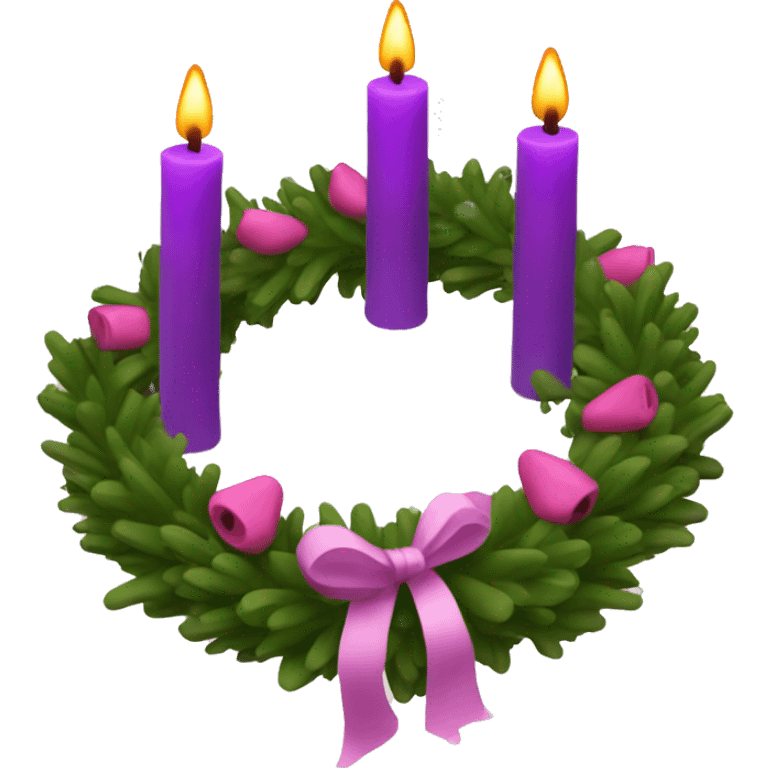 Advent wreath  with 3 purple candles and 1 pink candle emoji