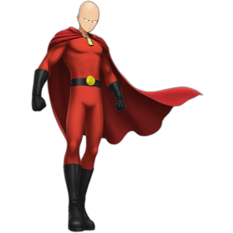 ultimate extreme anime bald one punch man with red cape and yellow costume emoji