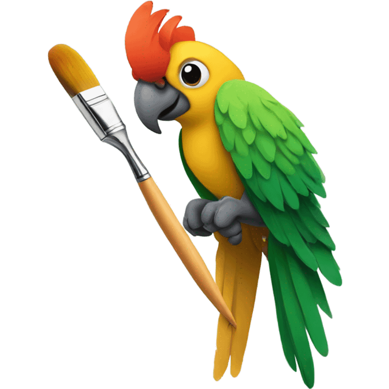 Parrot with a paintbrush emoji