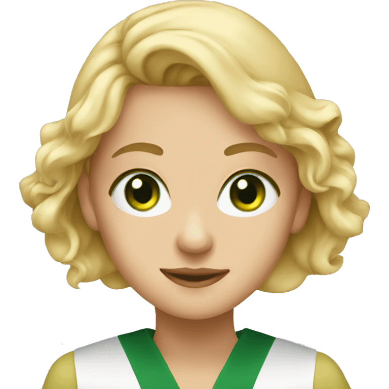 blonde girl with green eyes graduation emoji