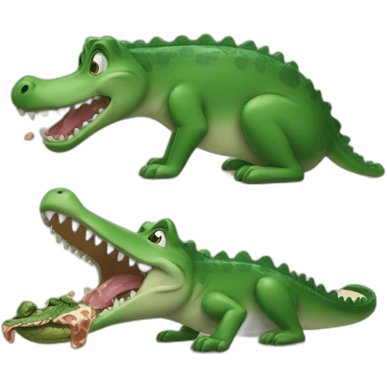 Dog eating crocodile emoji