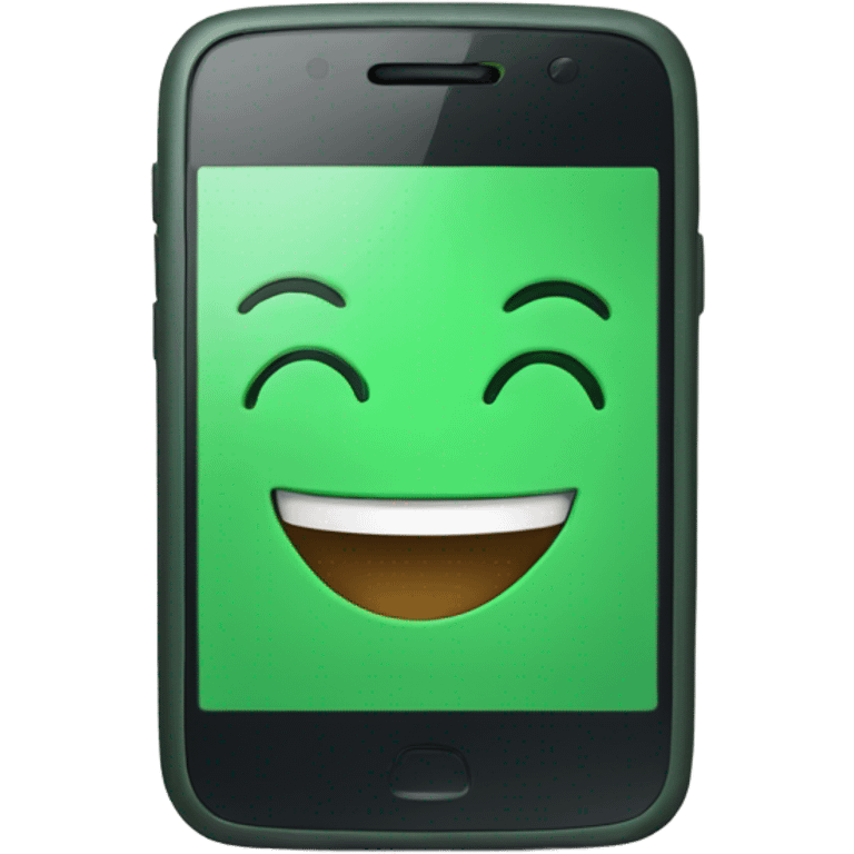 Green smartphone happy emoji