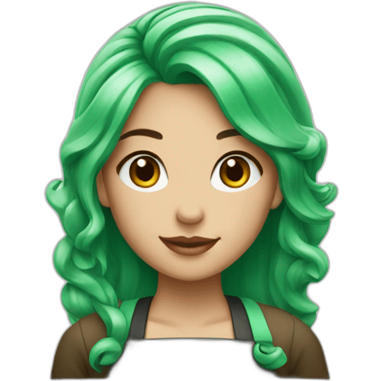 girl-with-green-hair-barista emoji