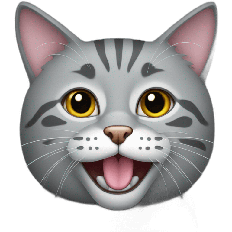 Grey cat with a slightly opened mouth emoji