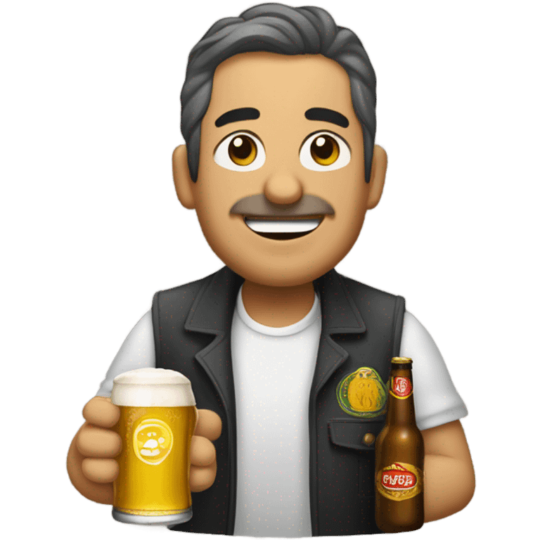 un vendedor de la ONCE bebiendo cerveza emoji