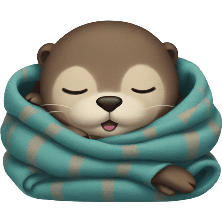 otter cozy in blanket sleeping emoji