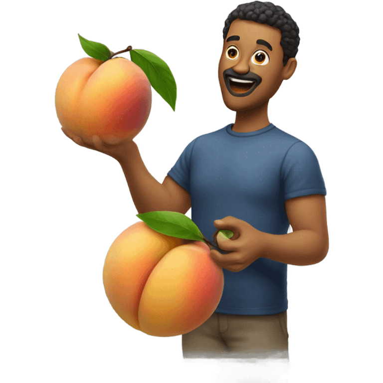 Man eating a peach emoji