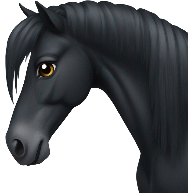 A black horse with a with streak  emoji