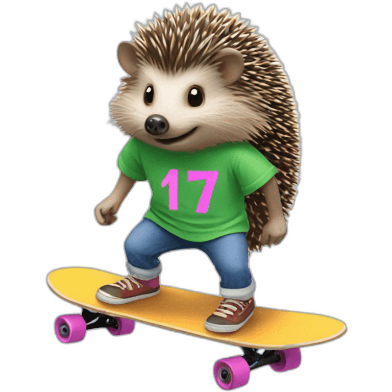 Hedgehog on skateboard with 47 number on shirt emoji