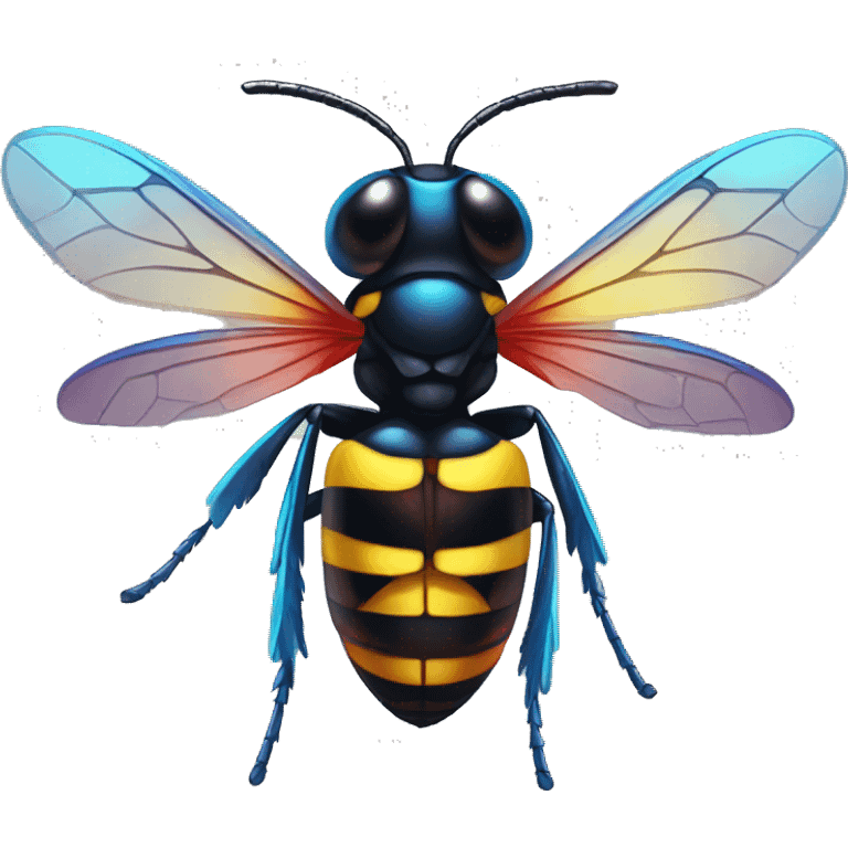 German black red yellow Wasp blue iridescent wings emoji