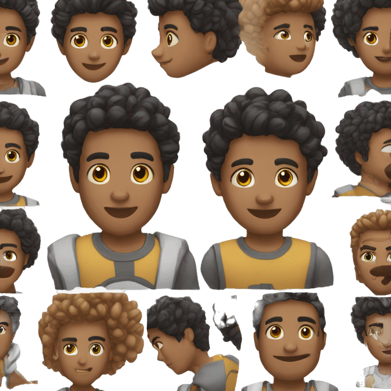 Jovem, Moreno, Cabelo preto, olhos pretos, boca grande com aparelho, nariz reto e comprido emoji