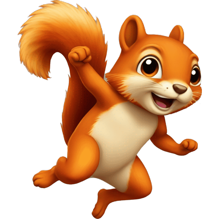 female jumping orange burnt squirrel with big tail
 emoji