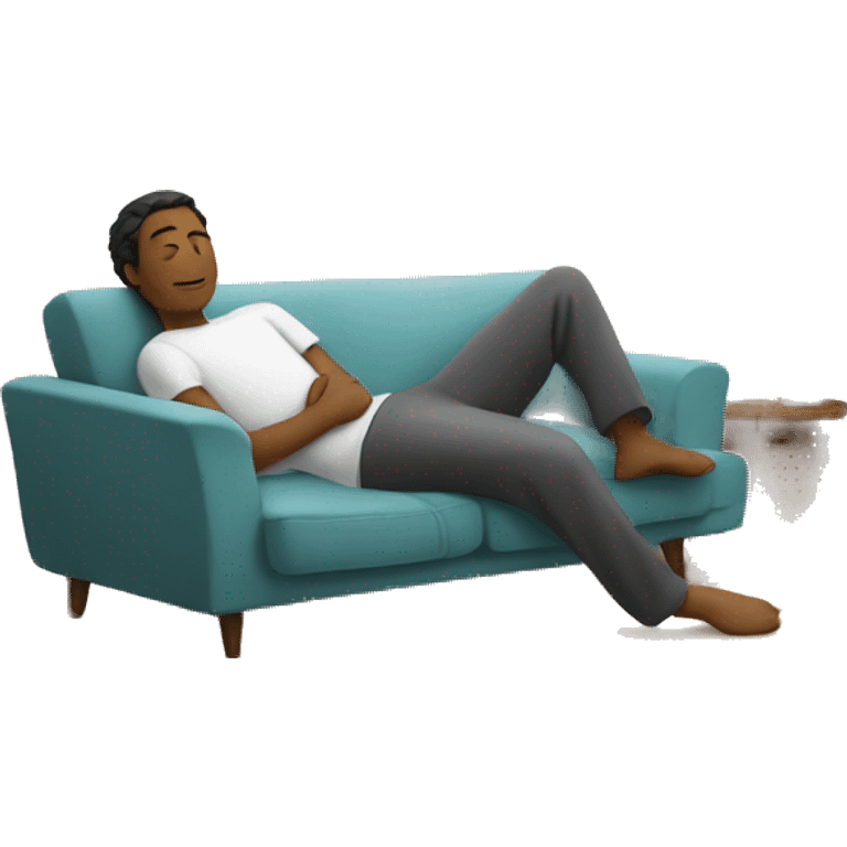 A person lying on a sofa, with one leg crossed over the other, relaxing in a cozy, peaceful setting emoji