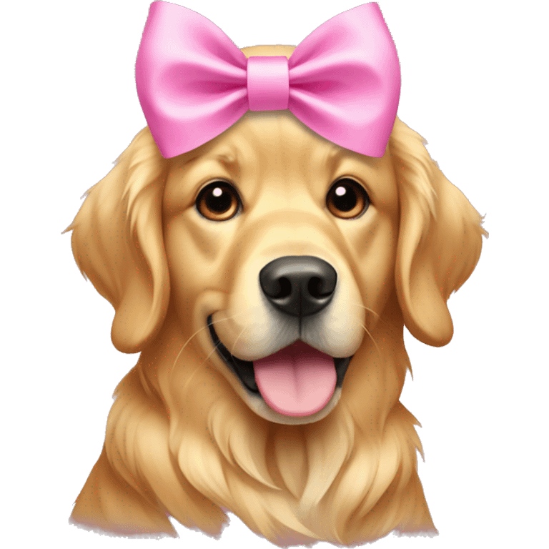 golden retriever wearing pink bow emoji