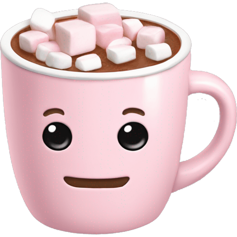 Light Pink mug of hot chocolate with marshmallows  emoji