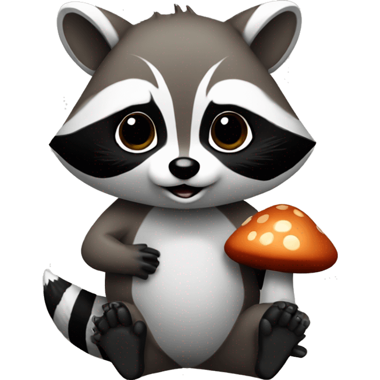 Raccoon holding a mushroom in his hand emoji