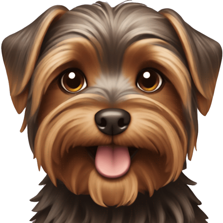 A mini chocolate Yorkshire terrier dog emoji